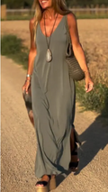 Robe sexy tendance à col en V et bretelles pour femme