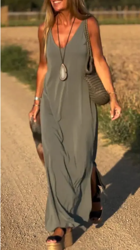 Robe sexy tendance à col en V et bretelles pour femme
